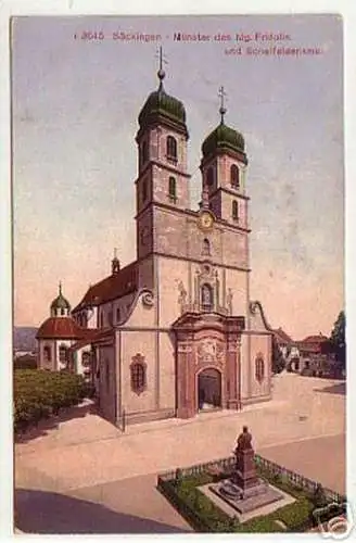 12297 Ak Säckingen Münster und Scheffelsdenkmal um 1910