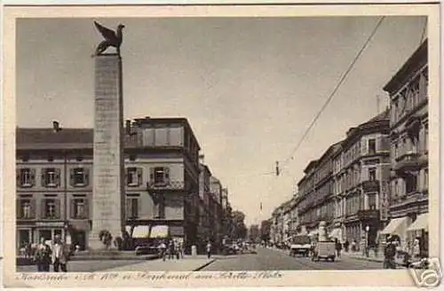 07784 Ak Karlsruhe Denkmal am Loretto Platz 1940