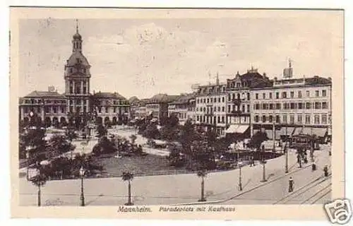 18148 Ak Mannheim Paradeplatz mit Kaufhaus 1913