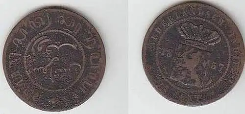 2 1/2 Cent Kupfer Münze Niederländisch Indien 1857