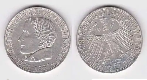 BRD Gedenk Münze 5 Mark Freiherr von Eichendorff 1957 (141705)