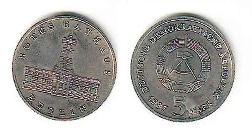 DDR Gedenkmünze 5 Mark Berlin Rotes Rathaus 1987 (108187)