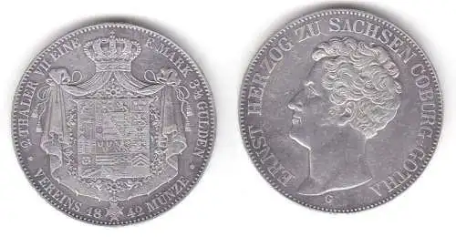 1 Doppeltaler Silber Münze Sachsen Coburg Gotha Herzog Ernst 1842 (111996)