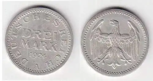 Silber Münze 3 Mark Weimarer Republik 1924 A