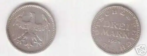 Silber Münze 3 Mark Weimarer Republik 1924 G