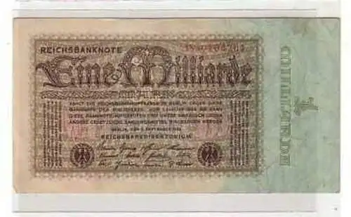 1 Mrd. Mark Banknote 5.9.1923 Rosenberg Nummer 111 b