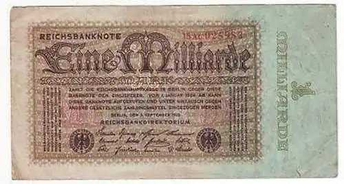 Banknote Inflation 1 Milliarde Mark Rosenberg 111 b