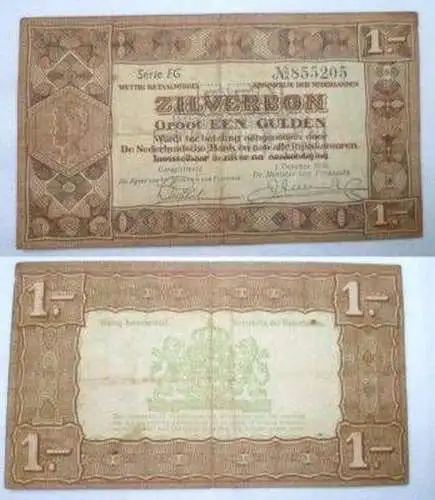 Banknote 1 Gulden Zilverbon Niederlande 1938