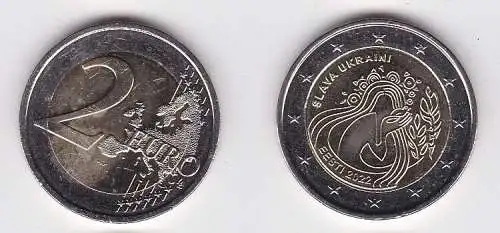 2 Euro Münze Estland Slava Ukraini - Hoch lebe die Ukraine 2022 Stgl. (167372)