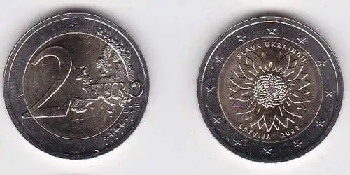 2 Euro Gedenkmünze Lettland Ukrainische Sonnenblume 2023 Stgl. (160136)