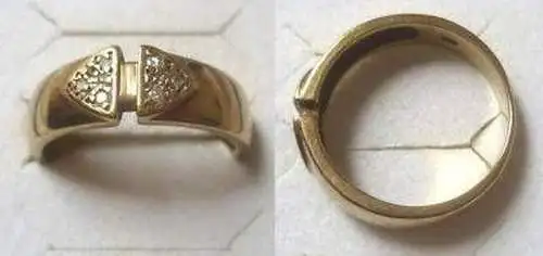 schöner breiter Damen Ring 333er Gold + Diamantsplitter (BN2499)