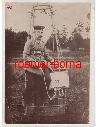 79619 Original Foto Luftschiffer im Ballon BZ 131 mit Fallschirm im 1. Weltkrieg