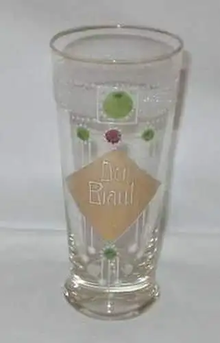 altes bemaltes Glas "Der Braut" um 1940