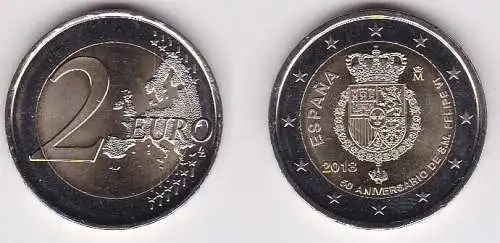 2 Euro Bi-Metall Münze Spanien 2018 50. Geburtstag von König Felipe VI. (136100)