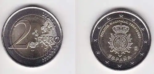 2 Euro Bi-Metall Münze Spanien Nationales - Polizeikorps 2024 Stgl. (134570)