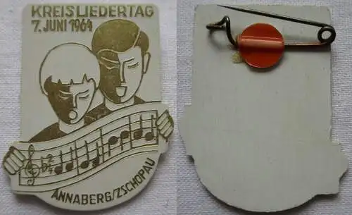 DDR Kunststoff Abzeichen Kreisliedertag Annaberg Zschopau 7.Juni 1964 (125860)