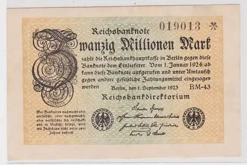 20 Millionen Mark Banknote Berlin 1.9.1923 Rosenberg 107 e (118290)