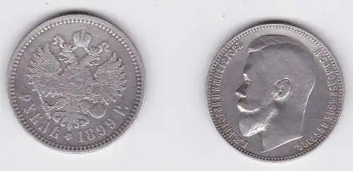 1 Rubel Silber Münze Russland Nikolaus II. 1899 ss (108776)