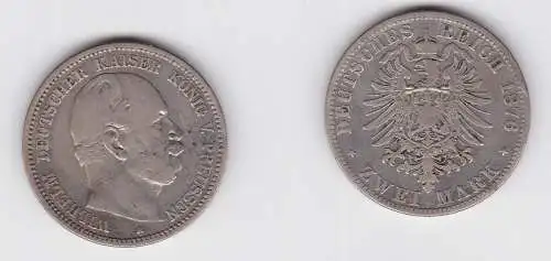 2 Mark Silbermünze Preussen Kaiser Wilhelm I. 1876 A Jäger 96 (130658)