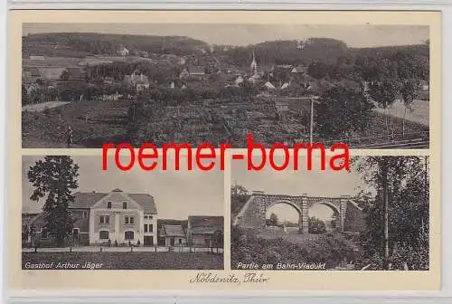 72786 Mehrbild Ak Nöbdenitz Thür. Gasthof Arthur Jäger, Bahn-Viadukt um 1930