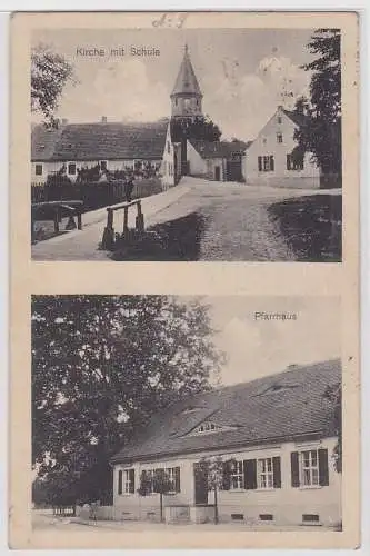 52196 Mehrbild Ak Kleinschierstedt - Kirche mit Schule, Pfarrhaus 1924