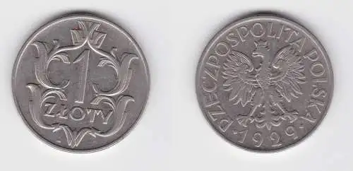 1 Zloty Nickel Münze 1929 Polen ss+ (154811)