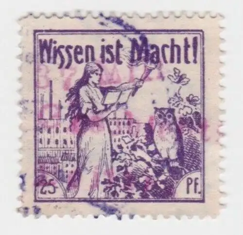 Seltene kommunistische 25 Pfennig Marke "Wissen ist Macht!" um 1920 (94003)