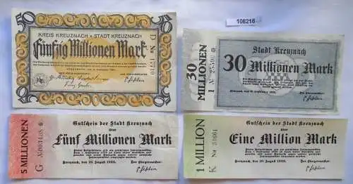 4 Banknoten Inflation Notgeld Stadt Kreuznach 1923 (108216)