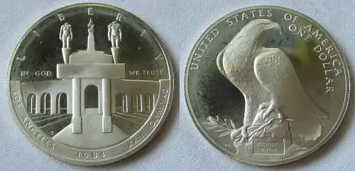 1 Dollar Silber Olympia 1984 in Los Angeles Stadion Weißkopfseeadler S (115632)