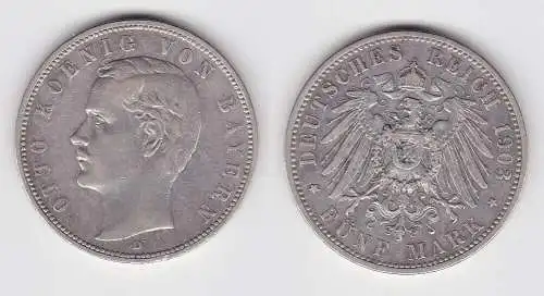 5 Mark Silbermünze Bayern König Otto 1903 Jäger 46 ss+ (150273)