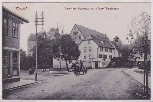 900600 AK Römhild - Partie am Viehmarkt mit Krieger-Waisenhaus 1944