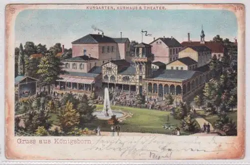 900501 AK Gruss aus Königsborn - Kurgarten, Kurhaus & Theater 1903