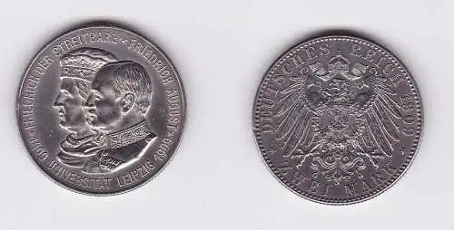 2 Mark Silbermünze Sachsen Universität Leipzig 1909 Jäger 138  (124423)