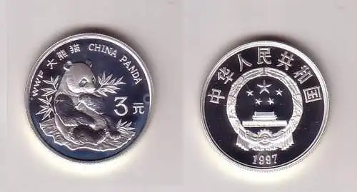 3 Yuan Silber Muenze China Panda frisst Bambus 1997 (116644)