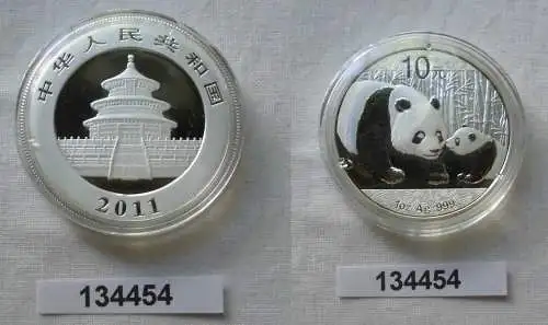 10 Yuan Silber Münze China Panda 1 Unze Feinsilber 2011 Stgl. (134454)