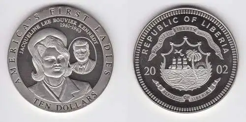 10 Dollar Nickel Münze Liberia 2002 Jacqueline  Lee Bouvier Kennedy (122833)