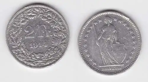 2 Franken Silber Münze Schweiz 1914 B (146730)