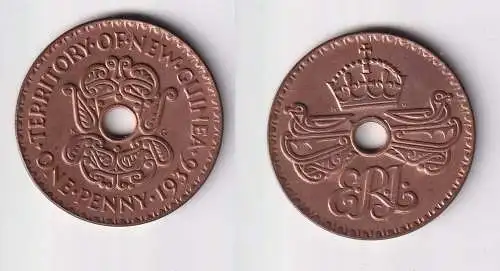 1 Penny Bronze Münze Papua Neuguinea 1936 Lochmünze (145745)