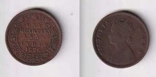 1/4 Anna Kupfer Münze Indien 1876 Georg V. (146397)