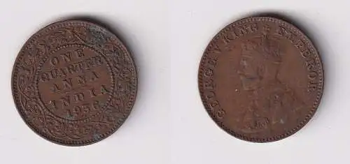 1/4 Anna Kupfer Münze Indien 1936 Georg V. (143530)