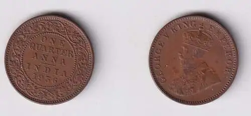 1/4 Anna Kupfer Münze Indien 1936 Georg V. (139449)