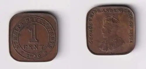 1 Cent Kupfer Münze Straits Settlements 1920 (145335)