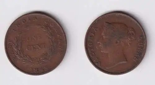 1 Cent Kupfer Münze East India Company 1845 (135525)