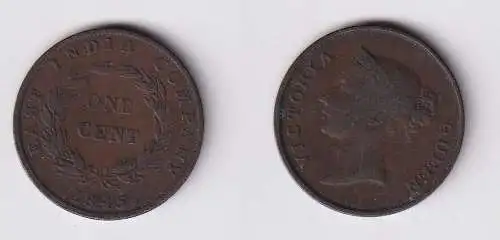 1 Cent Kupfer Münze East India Company 1845 (139495)