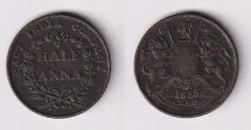 Half Anna Kupfer Münze East India Company 1835 (146723)