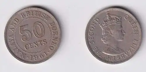 50 Cents Kupfer-Nickel Münze Malaya und britisch Borneo 1961 Elizabeth (137241)