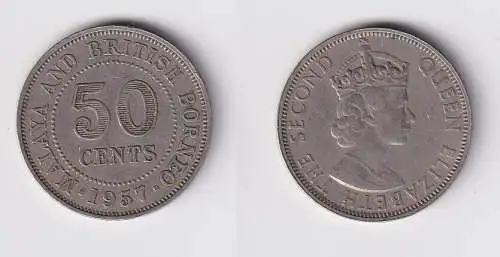 50 Cents Kupfer-Nickel Münze Malaya und britisch Borneo 1957 Elizabeth (134564)