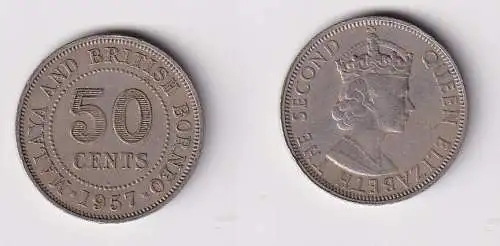 50 Cents Kupfer-Nickel Münze Malaya und britisch Borneo 1957 Elizabeth (148120)