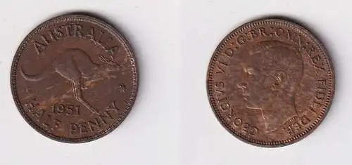 1/2 Penny Bronze Münze Australien Georg V. 1951 (140218)