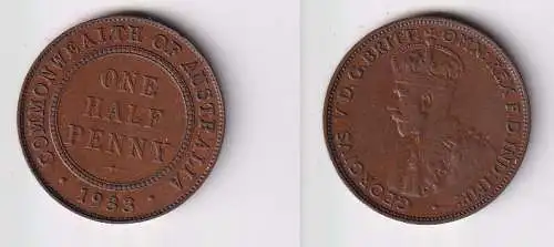 1/2 Penny Bronze Münze Australien Georg V. 1933 (146549)